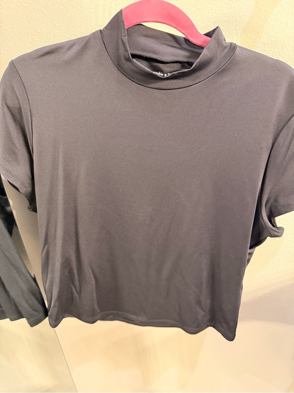 Abercrombie & Fitch Black Mock Neck Short Sleeve Top